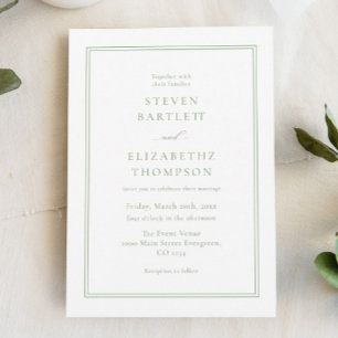 Elegante weiße und grüne Hochzeit Einladung
