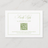 Elegante weiße und grüne Hochzeits-RSVP-Qr-Code Begleitkarte (Vorderseite)