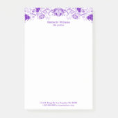 Elegante weiße und Lila Blumenspitze Post-it Klebezettel (Vorderseite)