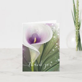Elegante weiße und Lila Calla Lily geflogen Dankeskarte