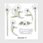 Elegante weiße und Lila Calla Lily Stickers Aufkleber (Blatt)