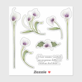 Elegante weiße und Lila Calla Lily Stickers Aufkleber
