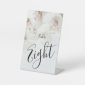 Elegante weiße und Lila Orchideen | Hochzeit Sockelschild (Vorderseite)