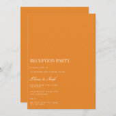 Elegante weiße und orangefarbene Empfang Einladung (Vorne/Hinten)