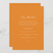 Elegante, weiße und orangefarbene Save the Date Ka Ankündigung (Vorne/Hinten)