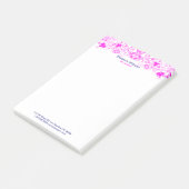 Elegante weiße und scharf rosa Blumenspitze Post-it Klebezettel (angewinkelt)