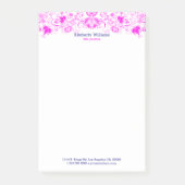 Elegante weiße und scharf rosa Blumenspitze Post-it Klebezettel (Vorderseite)