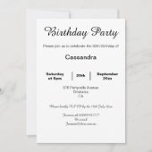 ELEGANTE, WEISSE UND SCHWARZE FLÄCHENPARTEI BIRTHT EINLADUNG (Vorderseite)