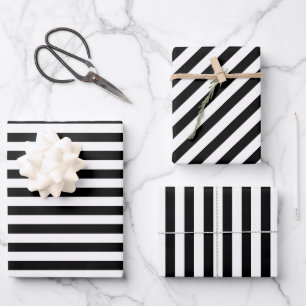 Elegante weiße und schwarze Weihnachtsmarke Geschenkpapier Set