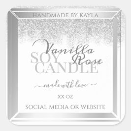 Elegante weiße und silberne Etiketten für Produktv Quadratischer Aufkleber