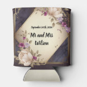 Elegante weiße und violette Blumen auf Marmor Dosenkühler (Rückseite)