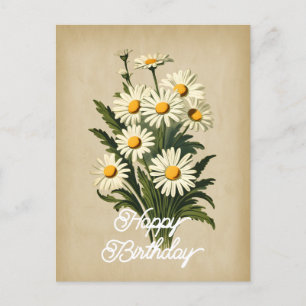 Elegante weiße Vintage-Daisy-Blume Frohe Geburtsta Postkarte
