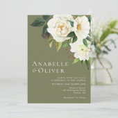 Elegante weiße Wasserfarben Grüne Hochzeit Einladung (Stehend Vorderseite)