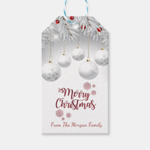 Elegante weiße Weihnachtsbälle Geschenkanhänger