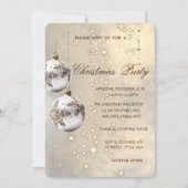 Elegante weiße Weihnachtsbälle, Weihnachts-Party Einladung (Vorderseite)