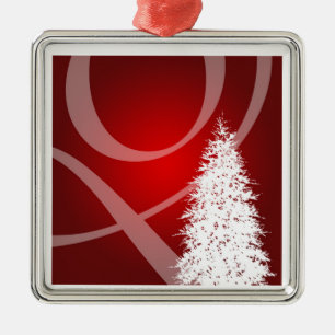 Elegante, weiße Weihnachtsbaumdekoration Silbernes Ornament