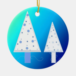 Elegante weiße Weihnachtsbäume Keramikornament