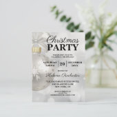 Elegante weiße Weihnachtsfeier Einladung Postkarte (Stehend Vorderseite)
