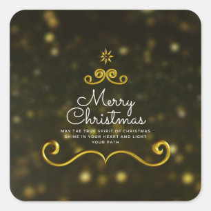 Elegante weiße Weihnachtsgeschenke aus Gold Quadratischer Aufkleber