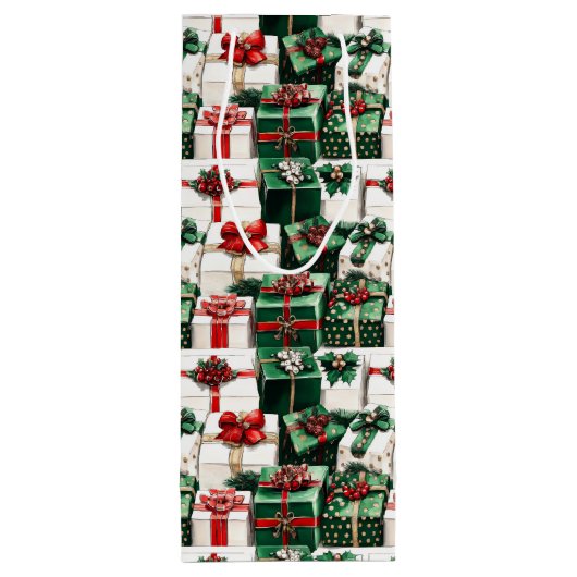 Elegante weiße Weihnachtsgeschenke in Wasserfarbe Geschenktüte Für Weinflaschen (Rückseite)
