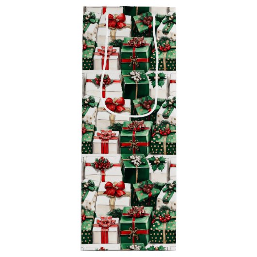 Elegante weiße Weihnachtsgeschenke in Wasserfarbe Geschenktüte Für Weinflaschen (Vorderseite)
