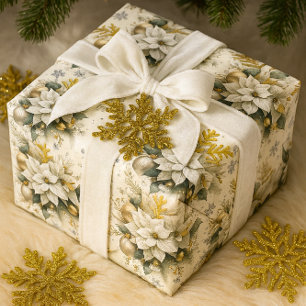 Elegante Weiße Weihnachtsstern-Feier- und Winterho Geschenkpapier