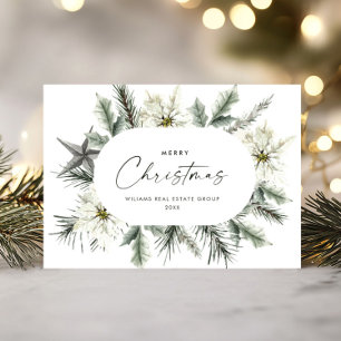 Elegante Weiße Weihnachtsstern-Weihnachtsdekoratio Feiertagskarte