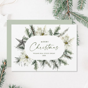 Elegante Weiße Weihnachtsstern-Weihnachtsdekoratio Feiertagskarte