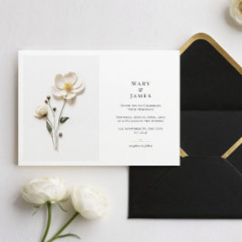 Elegante weiße Wildblume Horizontal Schöne Hochzei Einladung