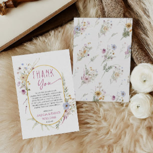 Elegante weiße Wildblumen-Baby-Shower-Dankeskarten Dankeskarte