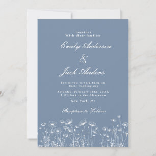 Elegante weiße Wildblumen Immergrün Hochzeit Save The Date