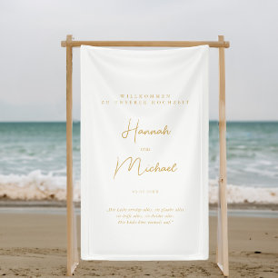 Elegante, weiße, "Willkommen zu unserer Hochzeit" Banner