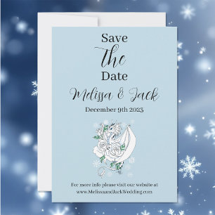 Elegante Weiße Winter Fantasy Drachen Rosen Hochze Save The Date