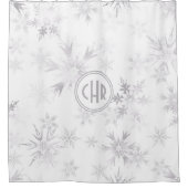 Elegante weiße Winterschneeflocken Duschvorhang (Vorderseite)