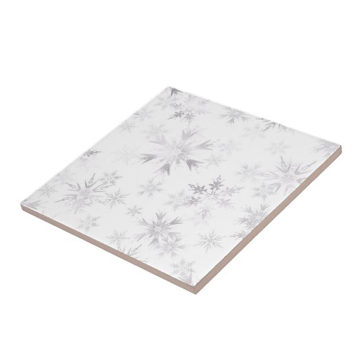 Elegante weiße Winterschneeflocken Fliese (Seite)