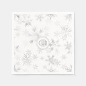 Elegante weiße Winterschneeflocken Serviette (Vorderseite)