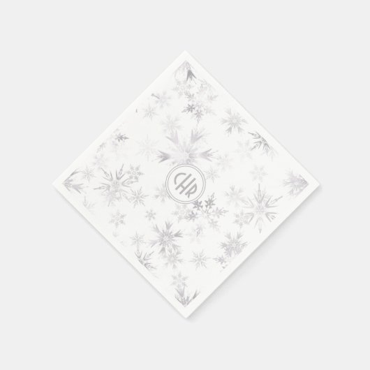 Elegante weiße Winterschneeflocken Serviette (Ecke)