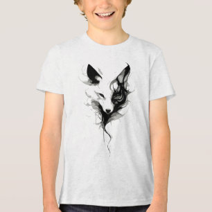 Elegante Weiße-Wolf-Kunst in schwarzer Tinte Tri-Blend Shirt