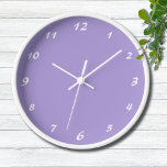 Elegante weiße Zahlen | Klassische Pastelle Lila Uhr<br><div class="desc">Elegante weiße Zahlen | Lila Uhr für klassische Pastelle</div>