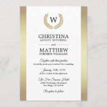 Elegante weißes Goldlorbeer-Monogramm-Hochzeit