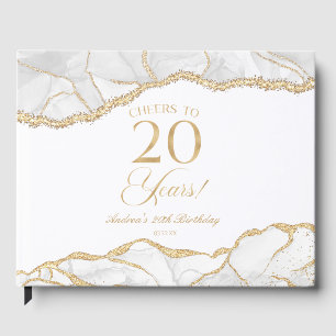 Elegante Weißgold-Achat-20.-Geburtstagsfeier Gästebuch