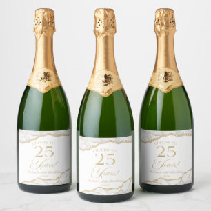 Elegante Weißgold-Achat-20.-Geburtstagsfeier Schaumweinetikett