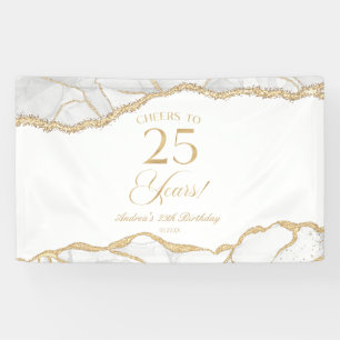 Elegante Weißgold-Achat-25.-Geburtstagsfeier Banner