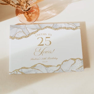 Elegante Weißgold-Achat-25.-Geburtstagsfeier Gästebuch