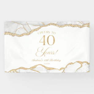 Elegante Weißgold-Achat-40.-Geburtstagsfeier Banner