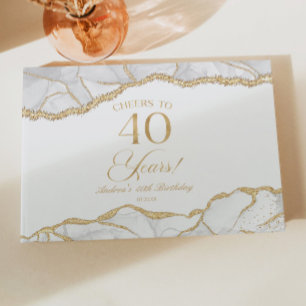 Elegante Weißgold-Achat-40.-Geburtstagsfeier Gästebuch