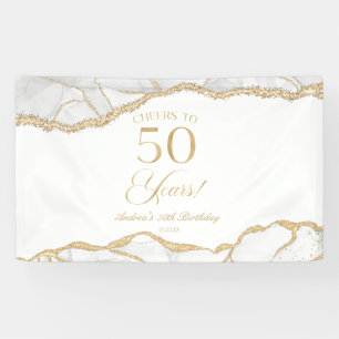 Elegante Weißgold-Achat-50.-Geburtstagsfeier Banner