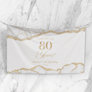 Elegante Weißgold-Achat-80.-Geburtstagsfeier Banner