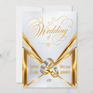 Elegante Weißgold-Ringe Hochzeitseinladung Einladung