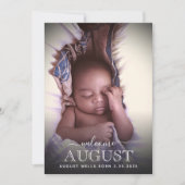 Elegante Welcome Baby Birth Announcement Foto Card (Vorderseite)